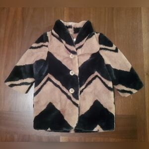 Banana Republic Kids Pea Coat in Black and Tan Chevron